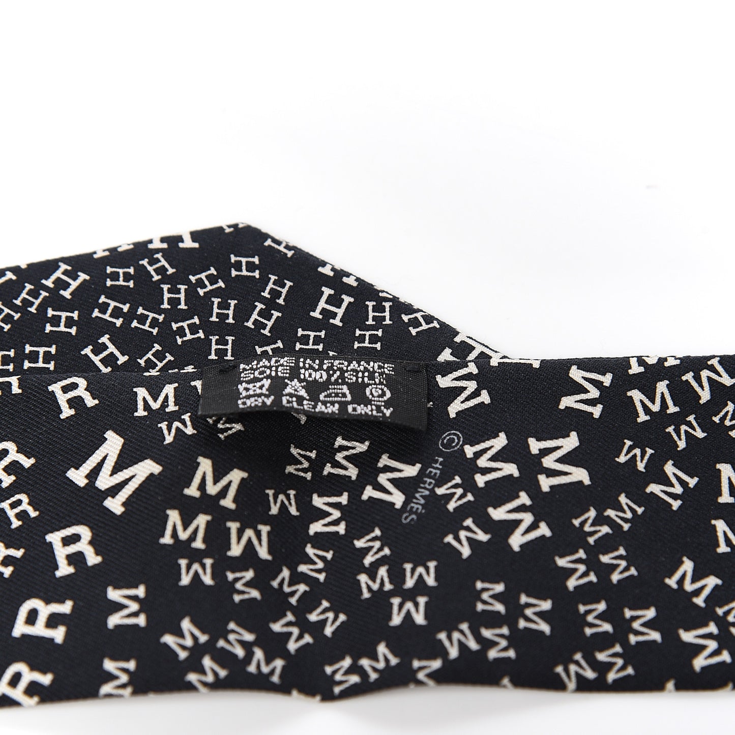 Silk Scattered Letters Twilly Black