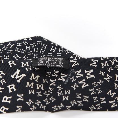 Hermes Silk Scattered Letters Twilly Black 2 of 2
