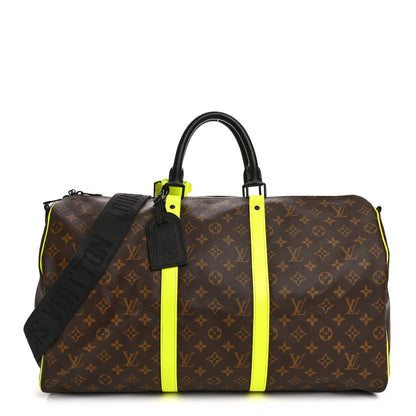 Louis Vuitton Monogram Macassar Keepall Bandouliere 50 Florescent Yellow 1 of 12