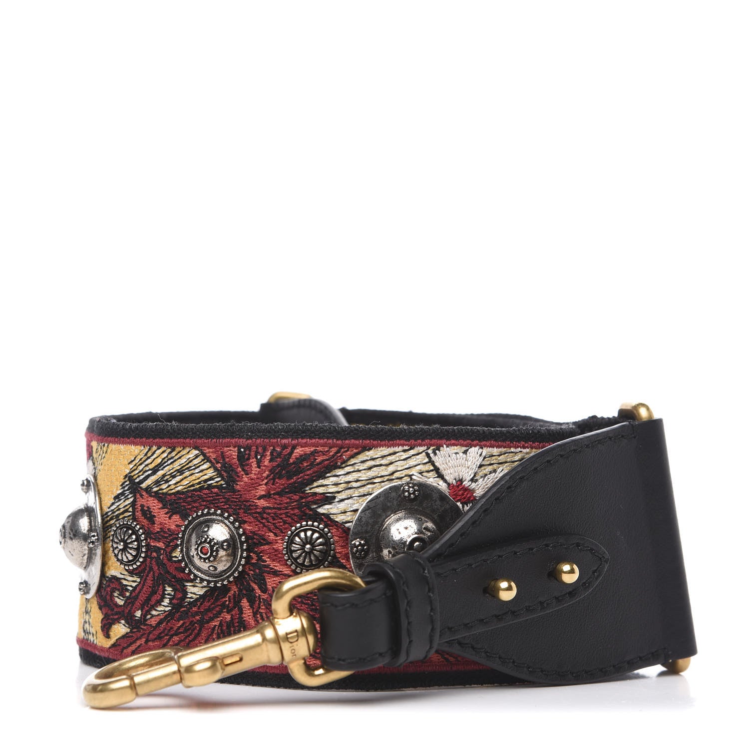 Christian Dior Canvas Embroidered Studded Floral Shoulder Strap Beige Multicolor 1 of 3