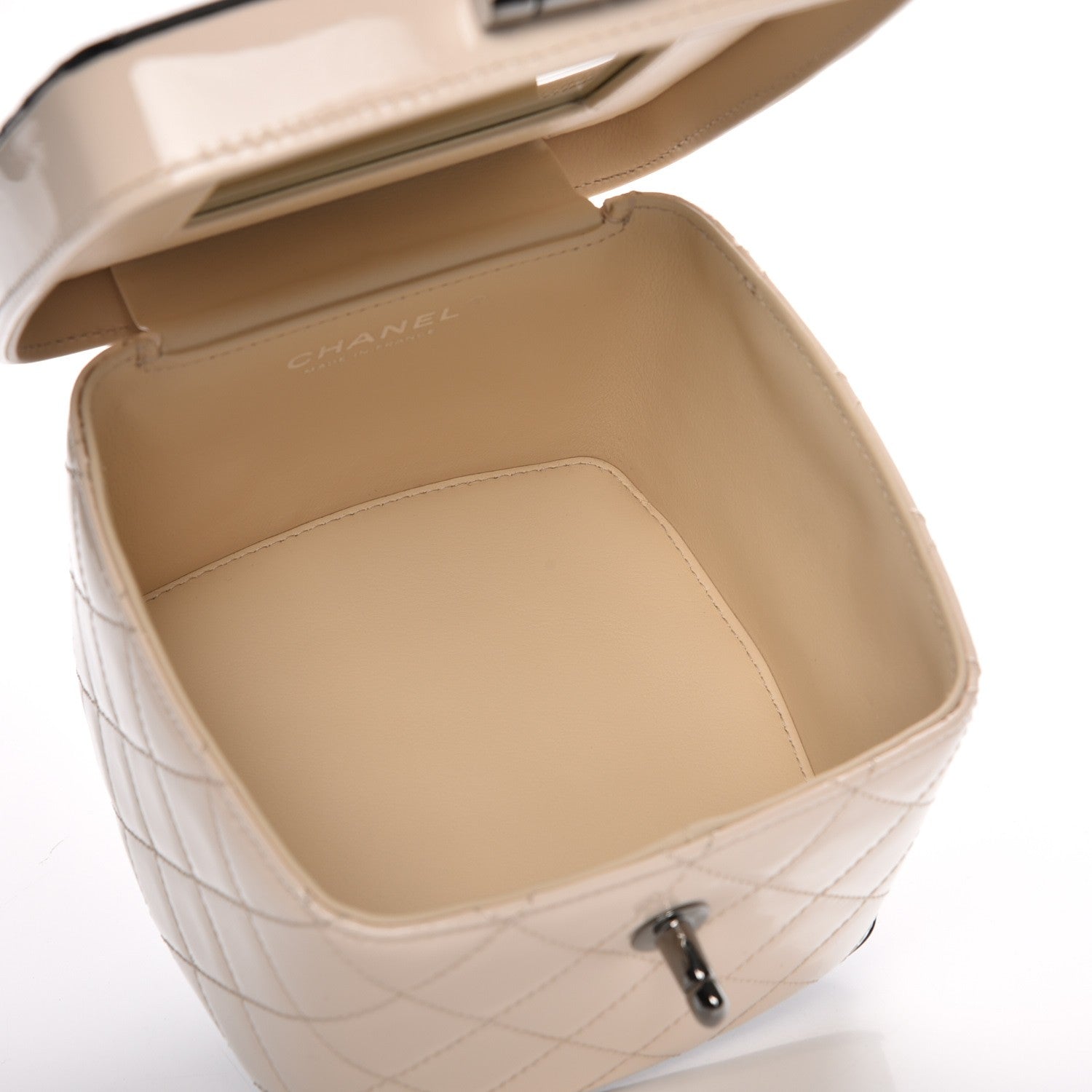 Chanel Patent Calfskin Minaudiere Vanity Case White Black 6 of 9