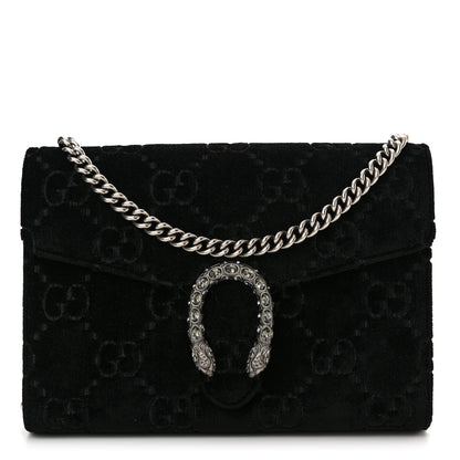 Gucci Velvet GG Monogram Mini Dionysus Chain Wallet Black 1 of 10