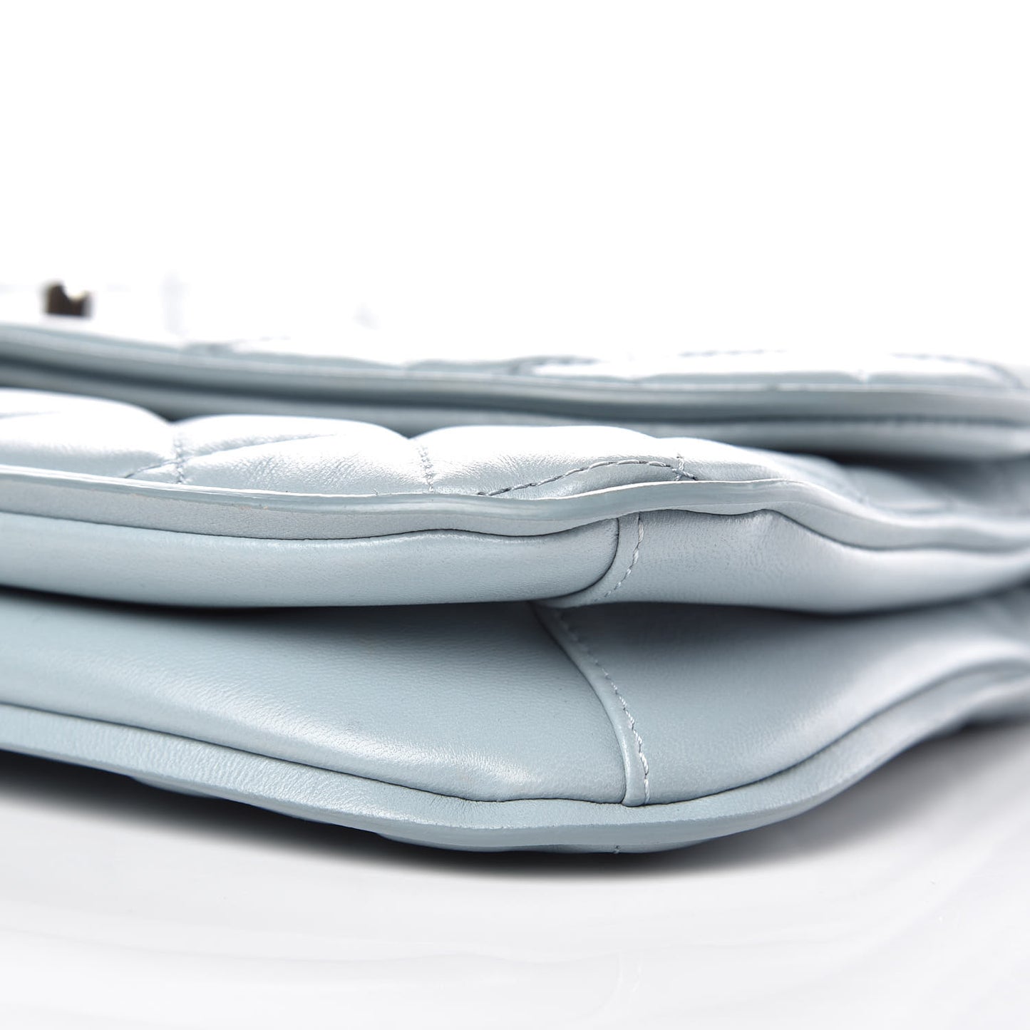 Lambskin Quilted 2 Pocket Messenger Flap Light Blue
