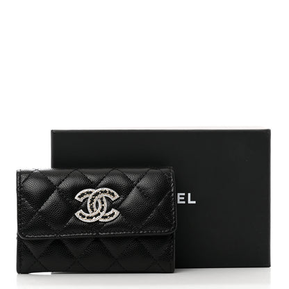 Chanel Caviar Quilted Crystal CC Flap Card Holder Black 9 of 9