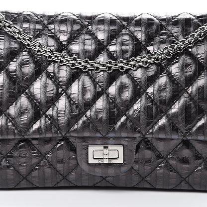 Chanel Metallic Calfskin Striped 2.55 Reissue 226 Flap Black 11 of 14