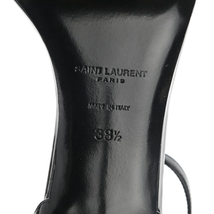 Saint Laurent Patent Calfskin Crystal Amber Bow 85 Ankle Strap Sandals 38.5 Black 7 of 7