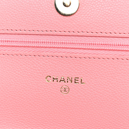 Chanel Caviar Quilted Wallet on Chain WOC Dark Pink 6 of 11