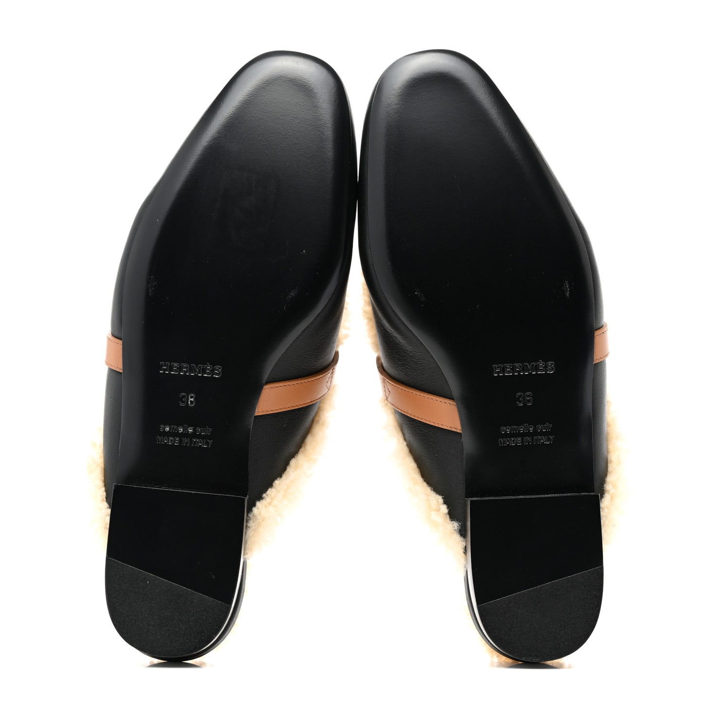 Shearling Calfskin Womens Oz Mules 36 Naturel Black