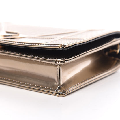 Christian Dior Metallic Patent Micro-Cannage Diorama Wallet on Chain Pouch Gold 6 of 10