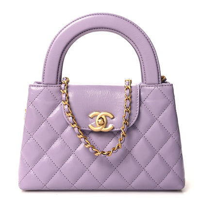 Chanel Shiny Aged Calfskin Quilted Nano Kelly Shopper Lilac 1 of 11