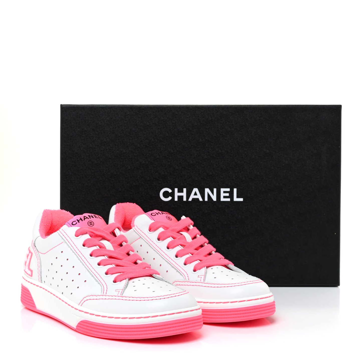 Calfskin Womens Logo Sneakers 36 Fuchsia White