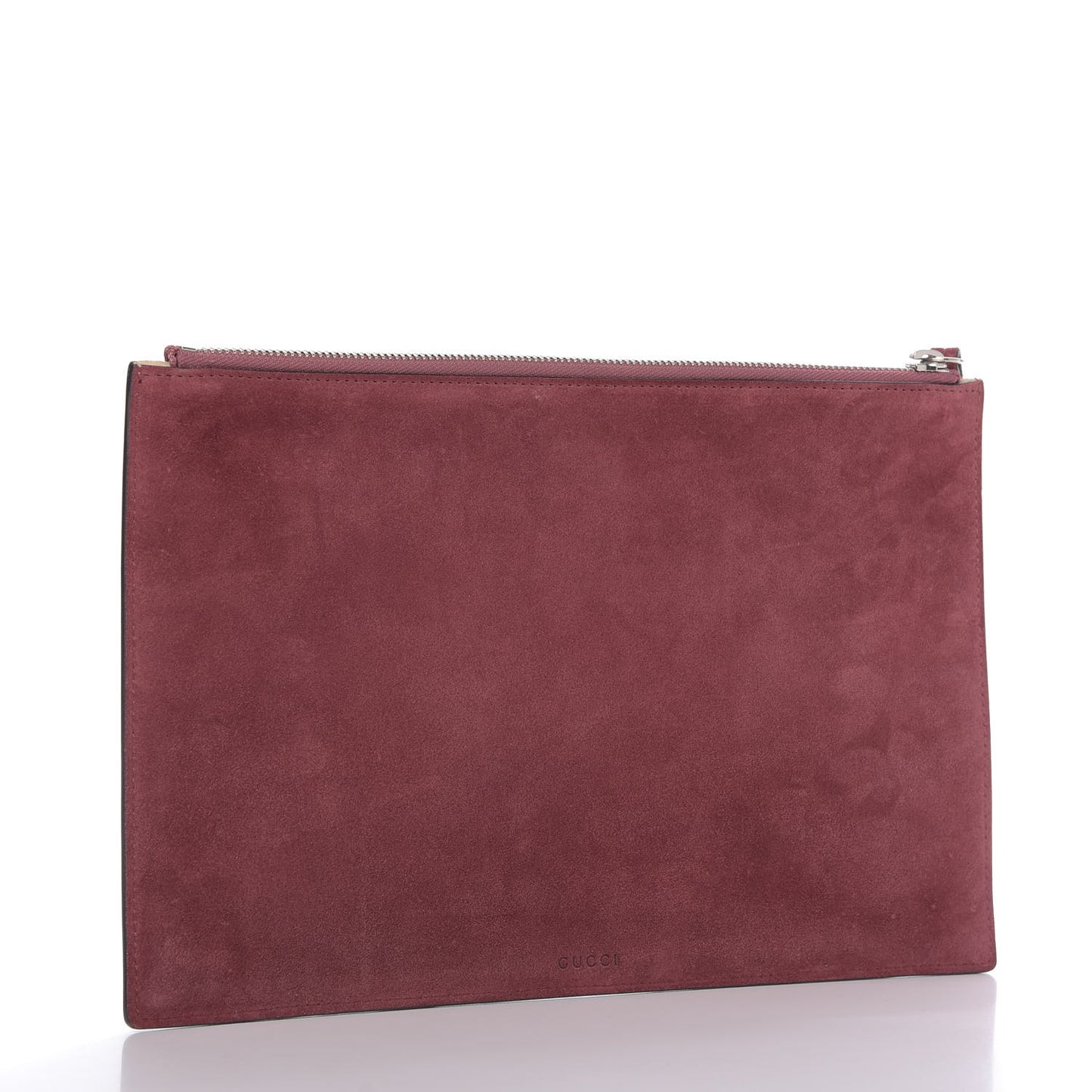 GG Supreme Monogram Blooms Suede Large Zip Pouch Beige Multicolor Dry Rose