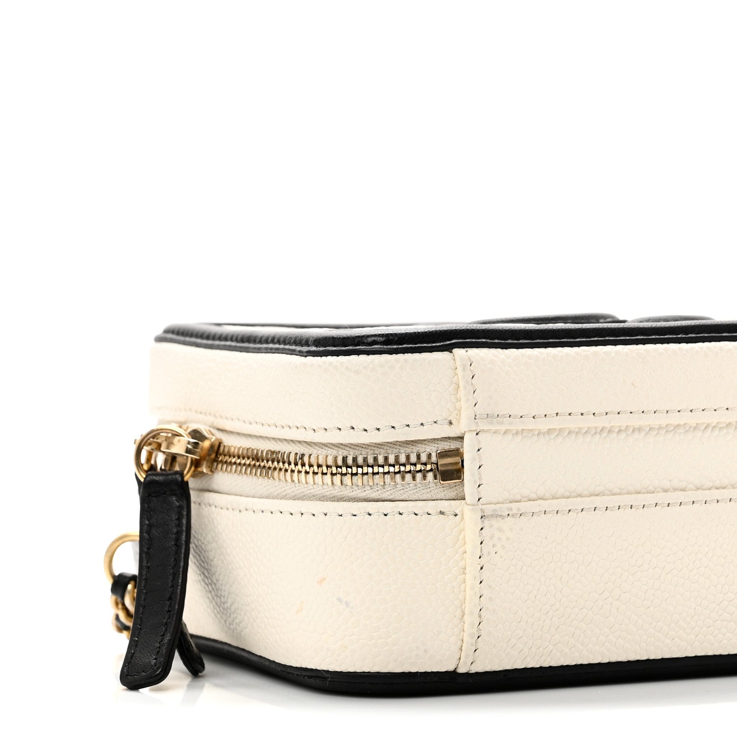 Chanel Caviar Quilted Small CC Filigree Vanity Case White Black 9 of 10