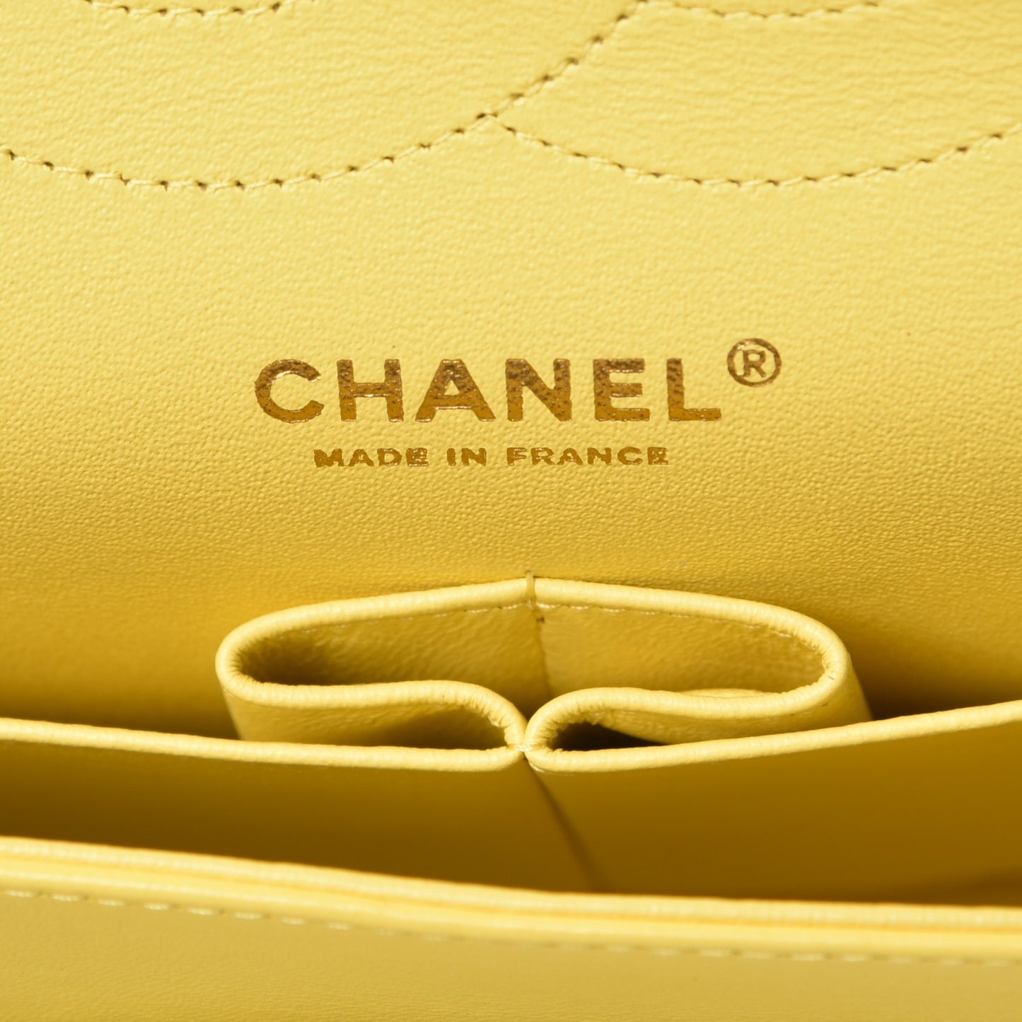 Lambskin Quilted Jumbo Double Flap Yellow