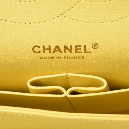 Chanel Lambskin Quilted Jumbo Double Flap Yellow 7 of 9