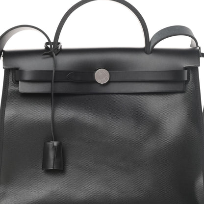 Hermes Toile H Berline Vache Hunter Herbag Zip PM 31 Black Ecru 9 of 13