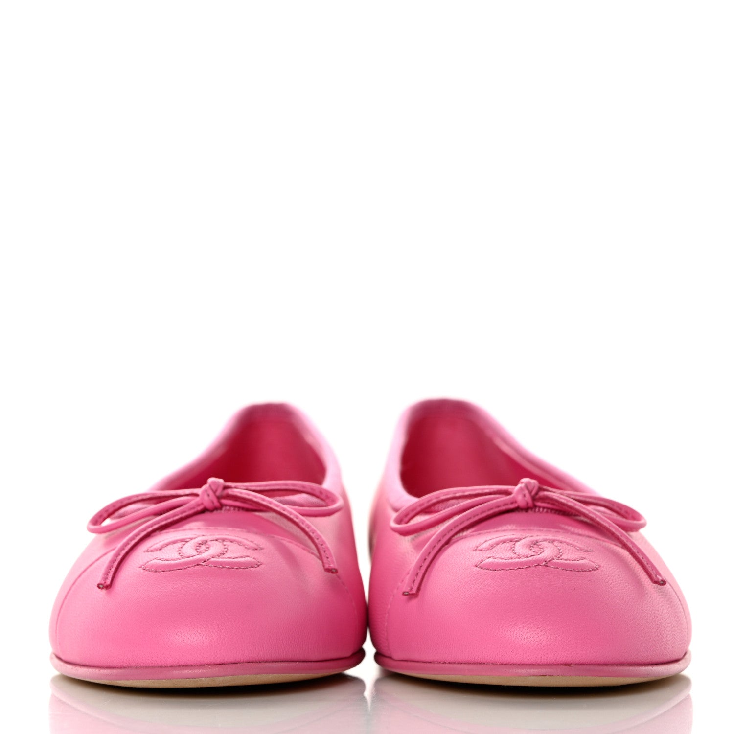 Chanel Lambskin Cap Toe CC Ballerina Flats 37 Pink 2 of 9