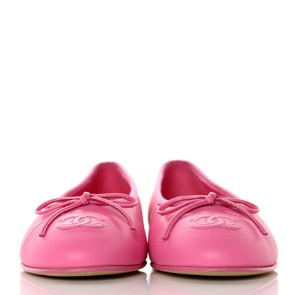 Chanel Lambskin Cap Toe CC Ballerina Flats 37 Pink 2 of 9