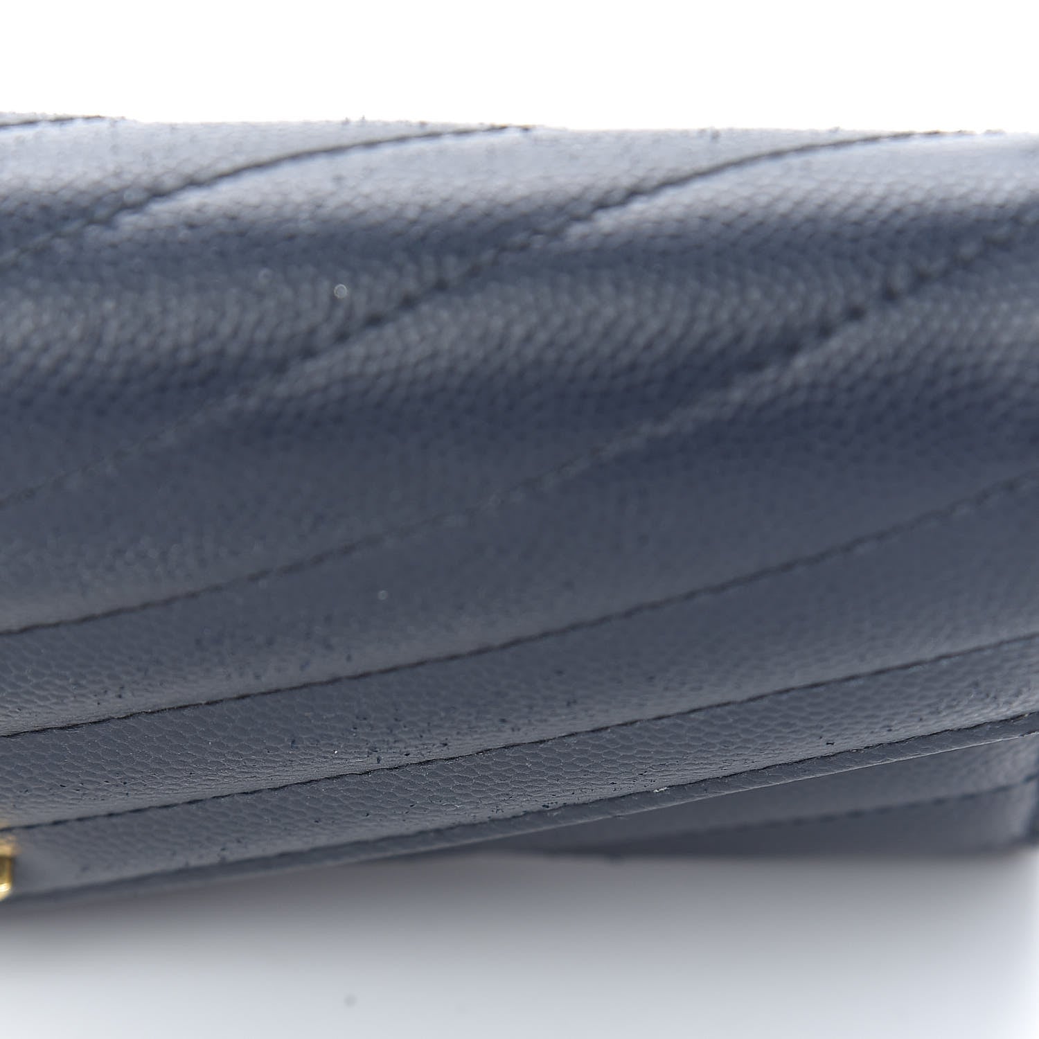 Saint Laurent Grain De Poudre Matelasse Chevron Monogram Flap Wallet Deep Marine 11 of 12