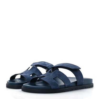 Hermes Suede Goatskin Womens Chypre Sandals 40.5 Bleu Celeste 4 of 11