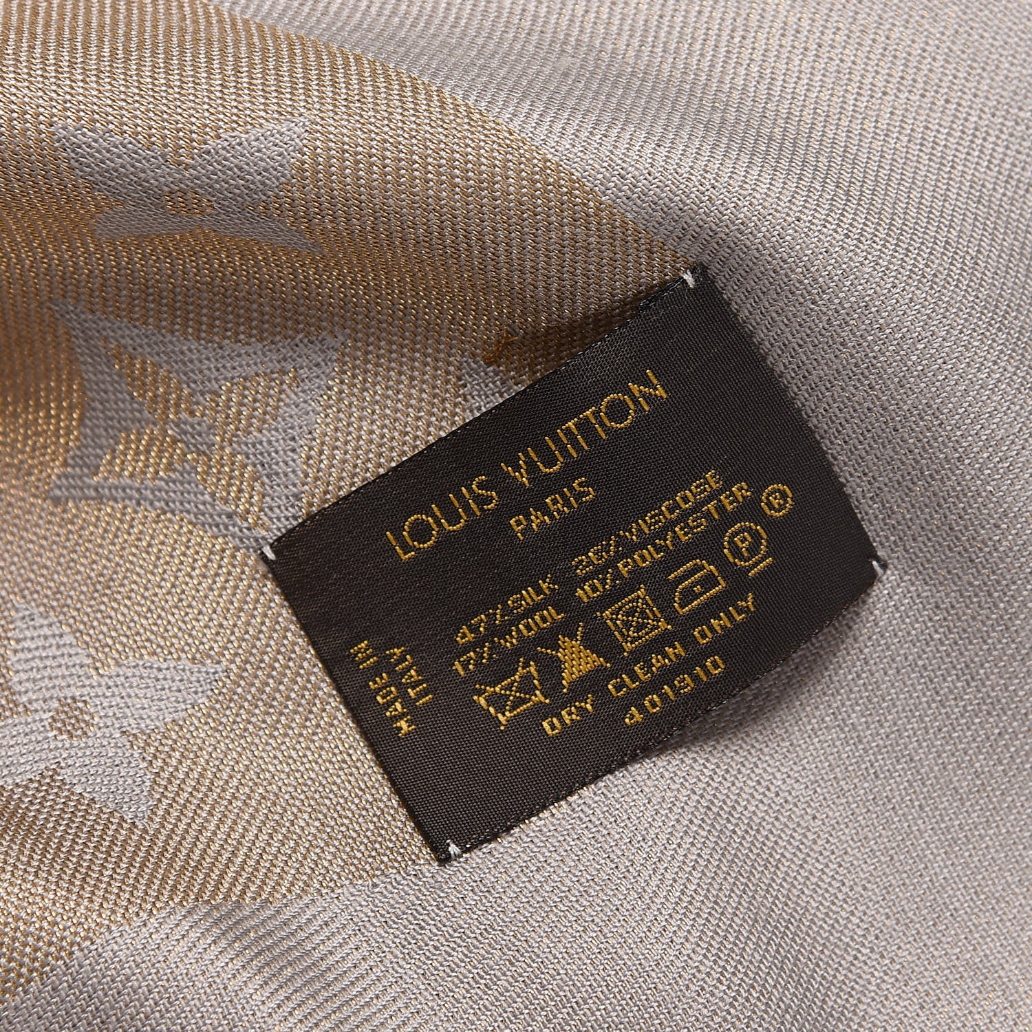 Louis Vuitton Silk Lurex Wool Monogram Shine Shawl Greige 3 of 4