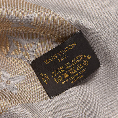 Louis Vuitton Silk Lurex Wool Monogram Shine Shawl Greige 3 of 4