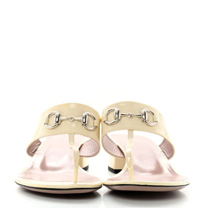 Gucci Vernice Crystal Horsebit Thong Sandals 40.5 Off White 2 of 9