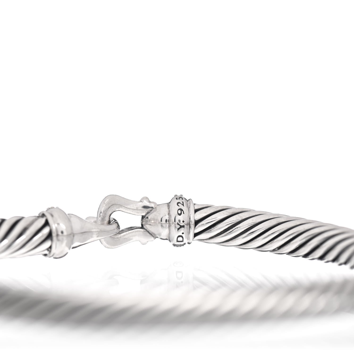 David Yurman Sterling Silver Diamond 5mm Cable Buckle Bracelet 4 of 4