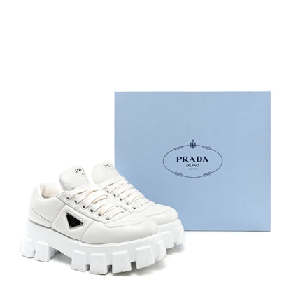 Prada Nappa Soft Metal Triangle Logo Padded Monolith 55mm Sneakers 40 White 11 of 11
