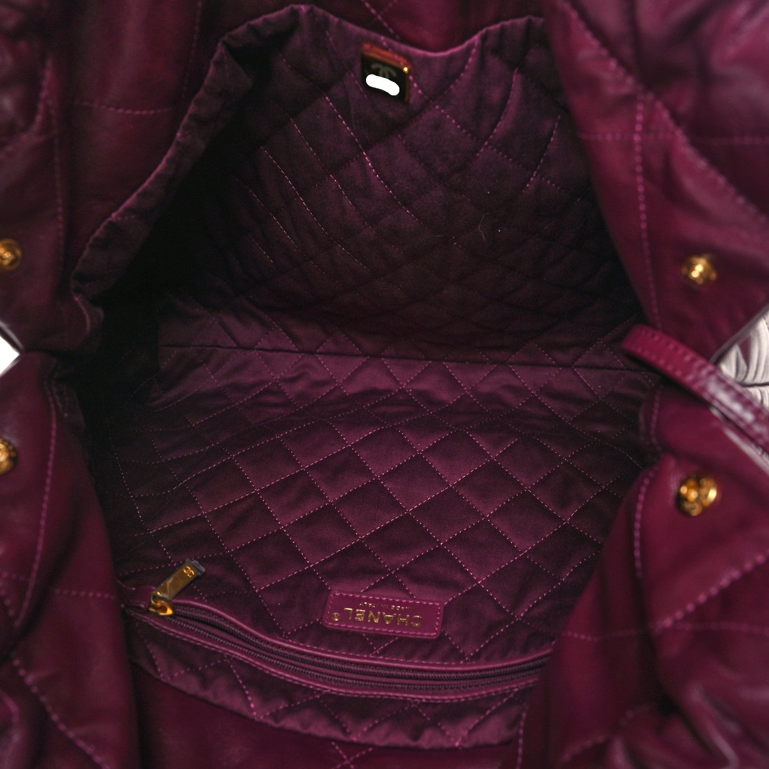 Chanel Shiny Calfskin Quilted Chanel 22 Drawstring Bag Dark Purple 5 of 11