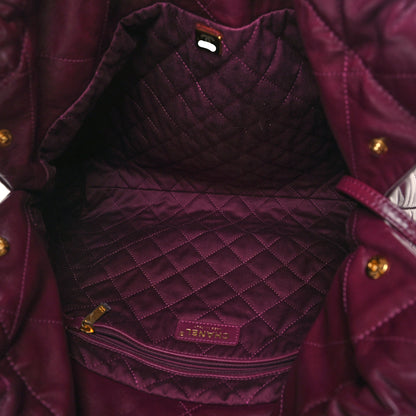 Chanel Shiny Calfskin Quilted Chanel 22 Drawstring Bag Dark Purple 5 of 11