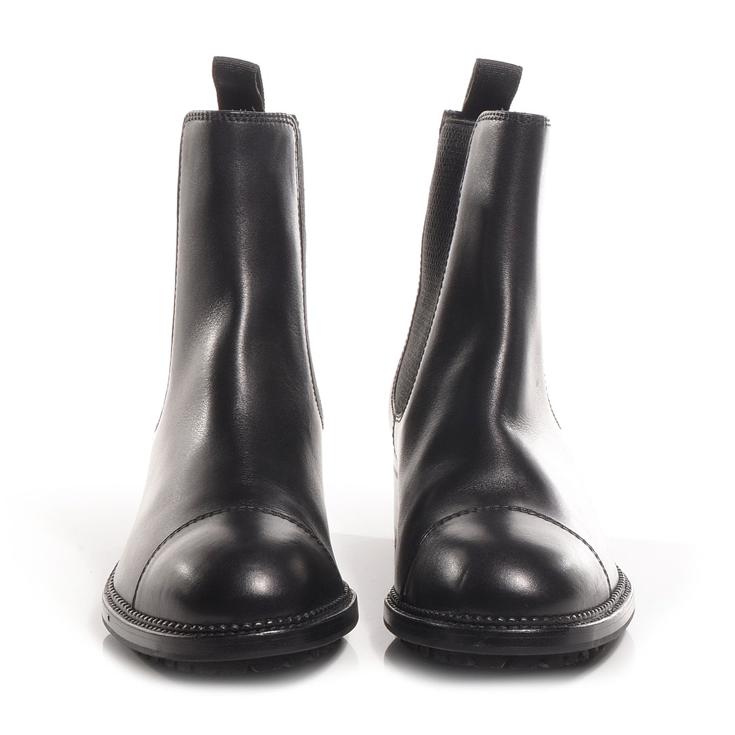 Leather Elastic Ankle Boots 37.5 Black