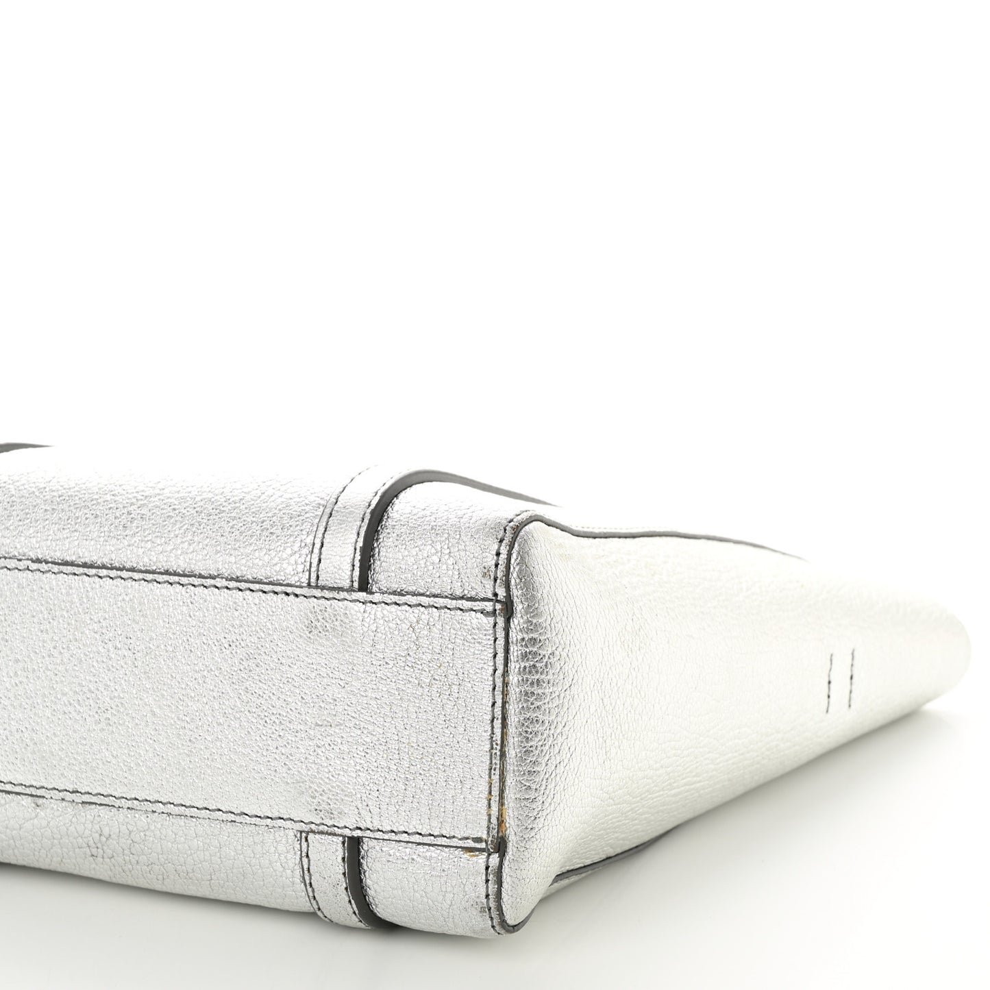 Metallic Goatskin Logo XXS Everyday Tote Argent Black