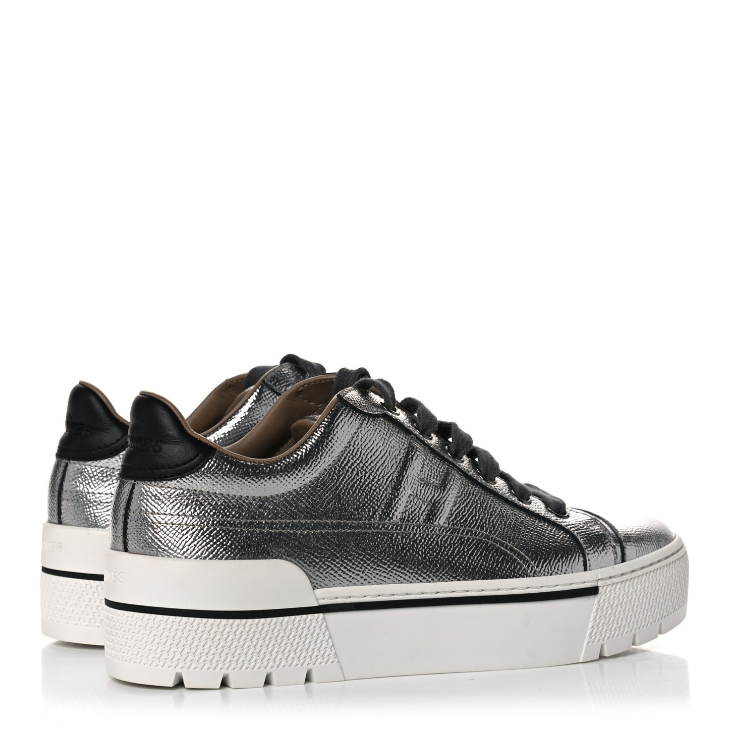 Metallic Epsom Womens Voltage Sneakers 36 Gris Argente Vieilli Black
