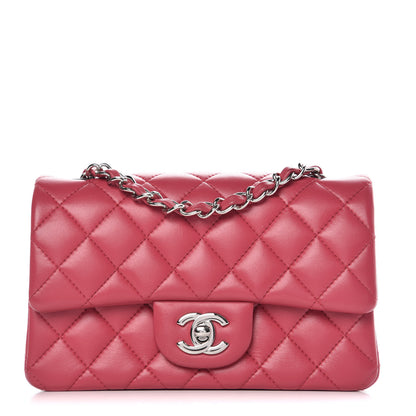 Chanel Lambskin Quilted Mini Rectangular Flap Dark Pink 1 of 8