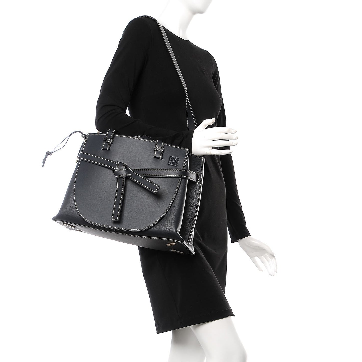 Calfskin Small Gate Tote Midnight Blue