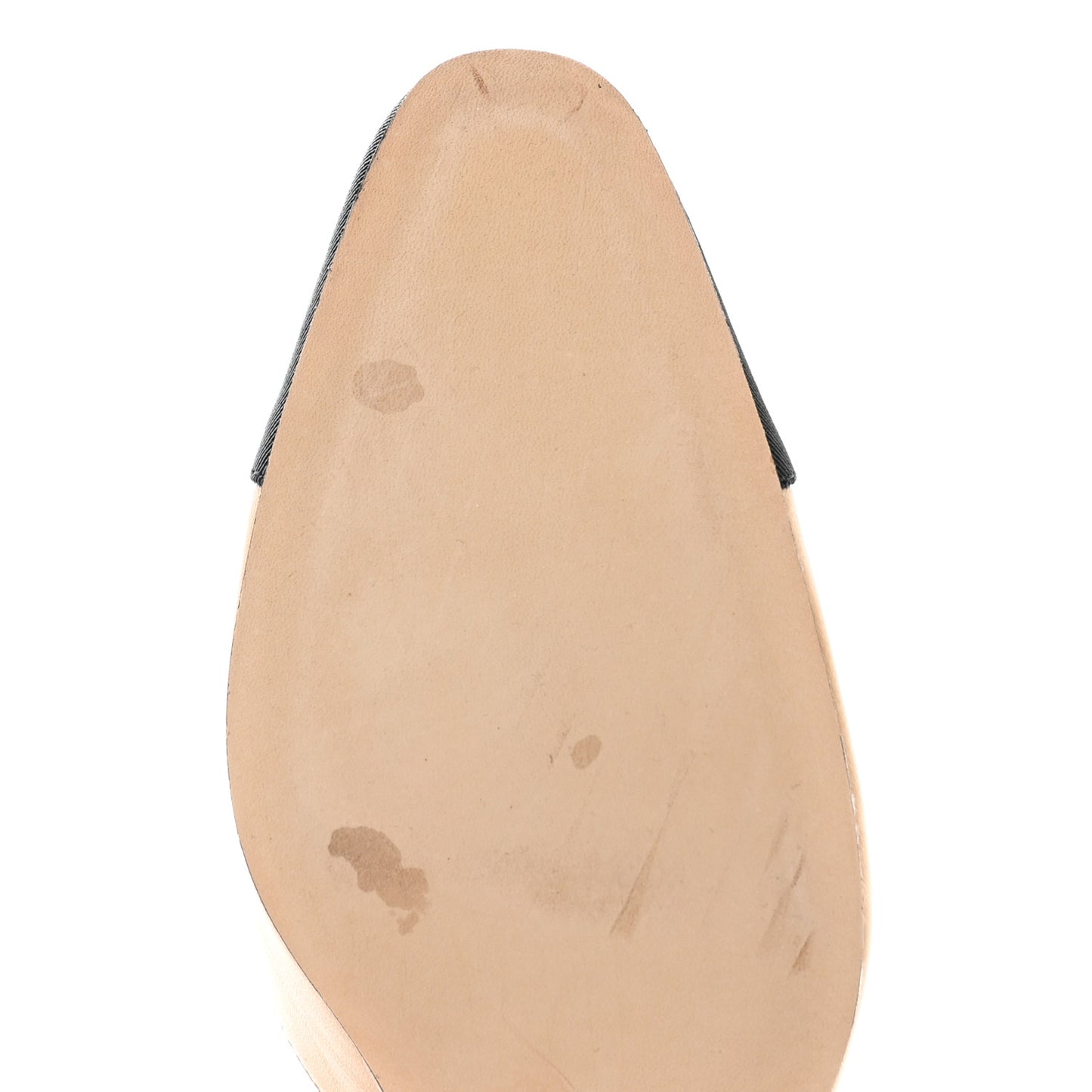 Goatskin Grosgrain Cap Toe CC Slingback Pumps 37 Beige Black