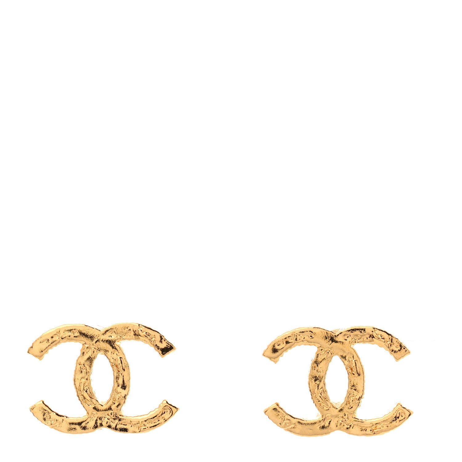 Chanel Metal Textured CC Earrings Gold 1 of 5