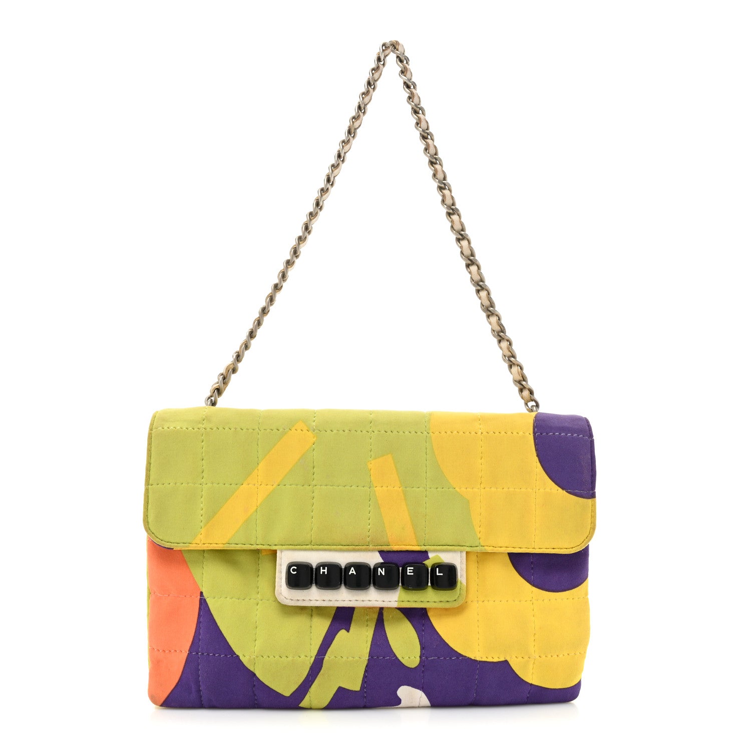 Chanel Jersey Square Stitched Keyboard Flap Clutch Multicolor 1 of 21
