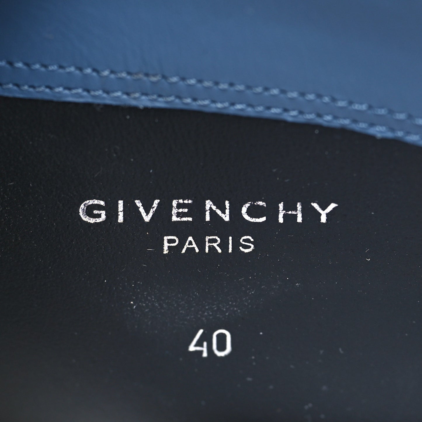 Washed Denim Shark Lock Biker Ankle Boots 40 Blue