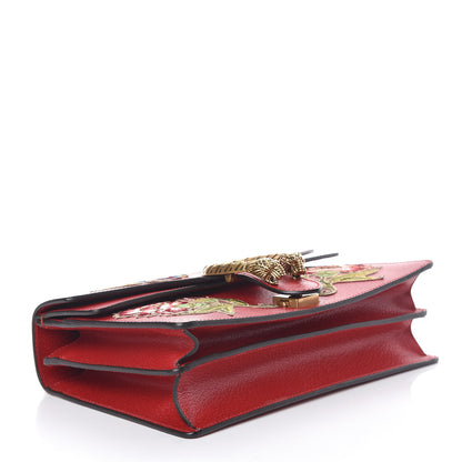 Gucci Calfskin Web Floral Embroidered Small Dionysus Shoulder Bag Hibiscus Red 4 of 9