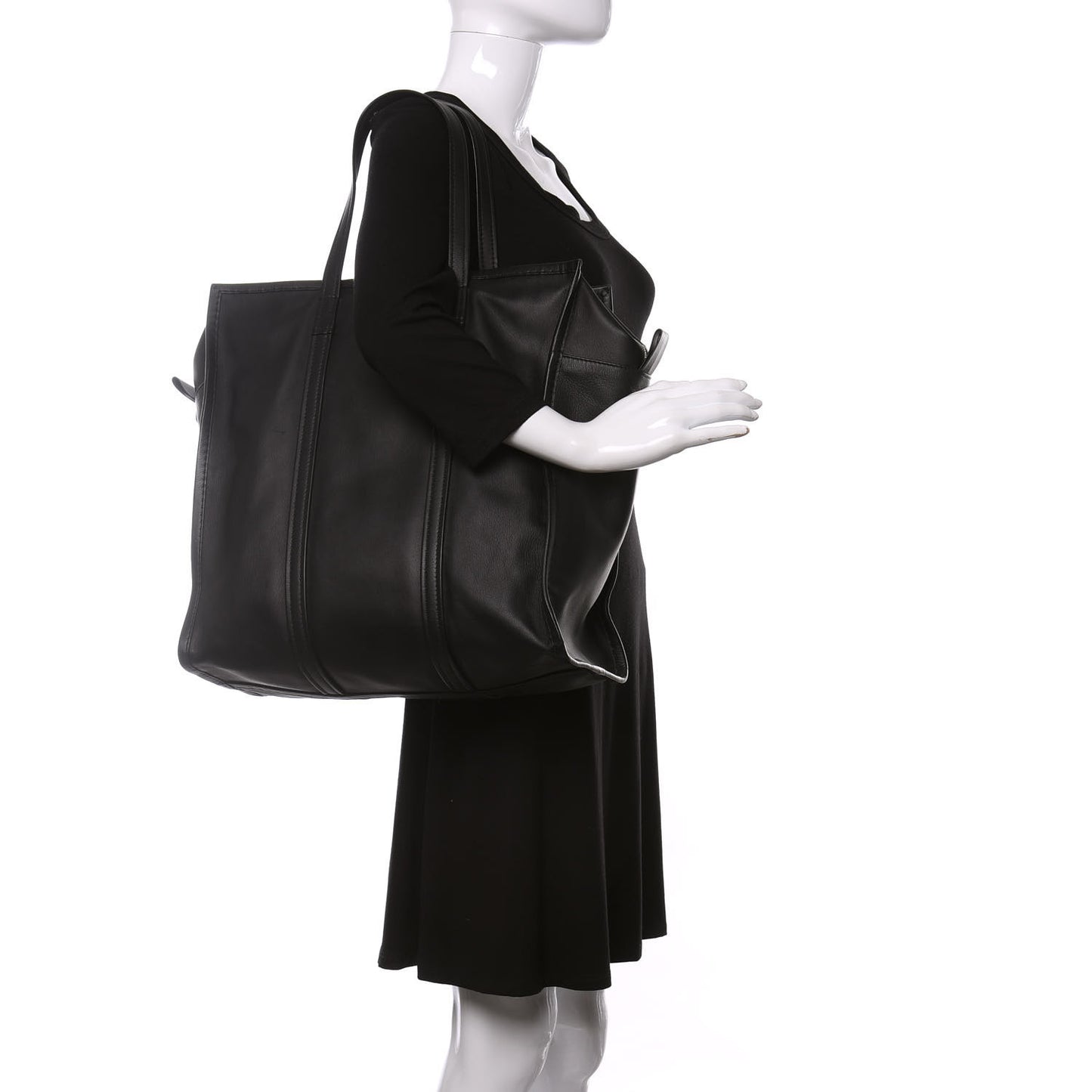 Agneau Medium Bazar Shopper Tote Black