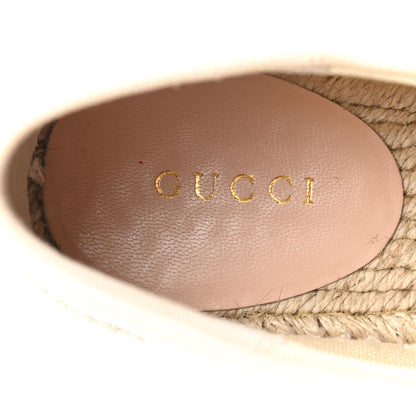 Gucci Canvas Logo Lace-Up Platform Espadrilles 37 Greggio Grege 7 of 8