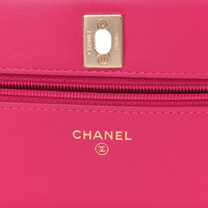 Chanel Velvet Quilted Pearl Crush Wallet On Chain WOC Pink 6 of 11