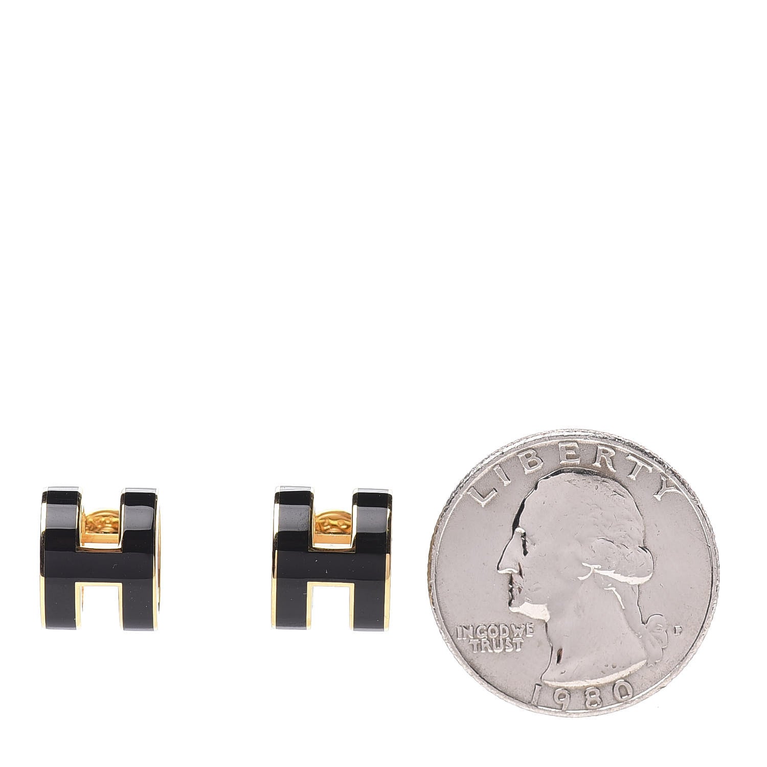 Hermes Gold Lacquered Pop H Earrings Black 2 of 6