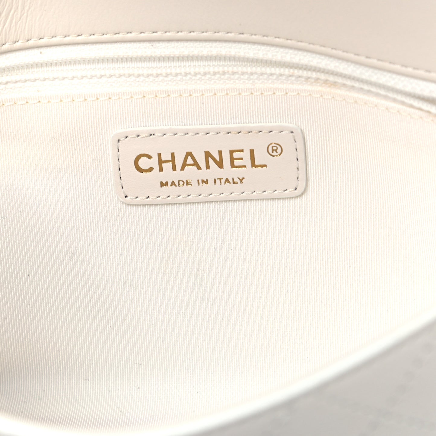 Calfskin Stitched Medium Covered CC Flap Bag White