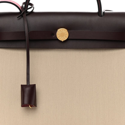 Hermes Military Toile Vache Hunter Herbag Zip Retourne 31 PM Beton Rouge Sellier 9 of 13
