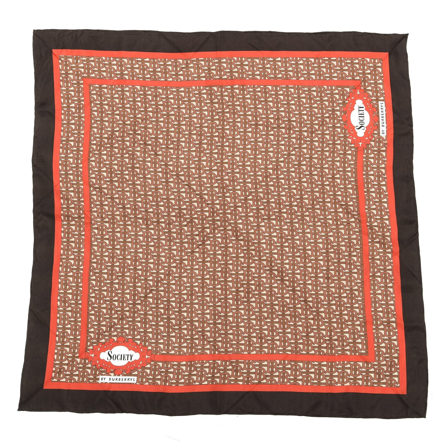 Silk Monogram Society Scarf Vermillion