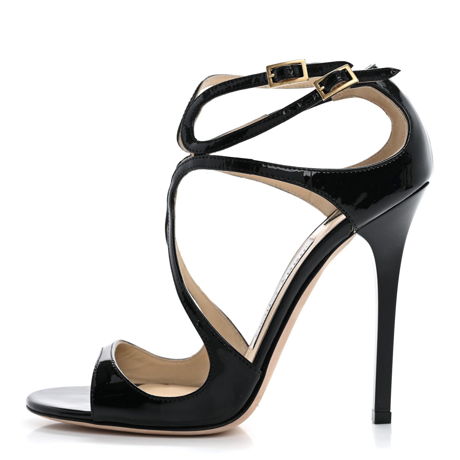 Jimmy Choo Patent Calfskin Lance Sandals 35 Black 1 of 10