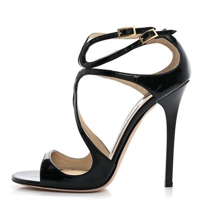 Jimmy Choo Patent Calfskin Lance Sandals 35 Black 1 of 10